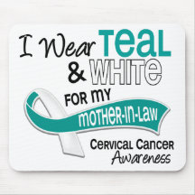 I Wear Teal White 42 Mother-In-Law Cervical Cancer Mousepad