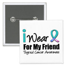 I Wear Thyroid Cancer Ribbon For My Friend Pinback Button