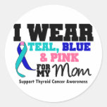 I Wear Thyroid Cancer Ribbon For My Mom Round Sticker