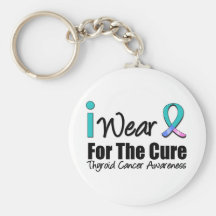 I Wear Thyroid Cancer Ribbon For The Cure Keychain