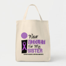 I Wear Violet For My Sister 9 Hodgkins Lymphoma Canvas Bags