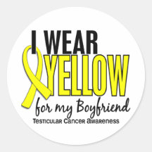 I Wear Yellow Boyfriend 10 Testicular Cancer Round Stickers
