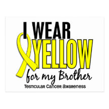 I Wear Yellow Brother 10 Testicular Cancer Postcards