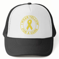 I Wear Yellow For A Cure hats