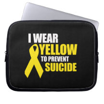 I wear yellow to prevent suicide - laptop computer sleeve