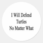 I Will Defend Turtles No Matter What Round Stickers