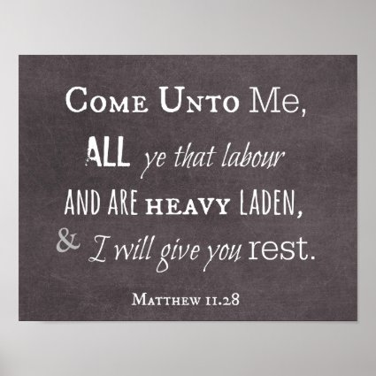 I will give you rest Bible Verse Scripture Posters