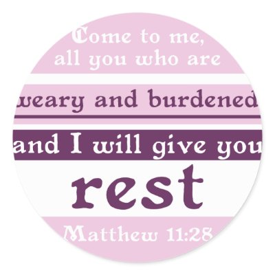 I Will Give You Rest Round Sticker by Parable