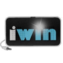 "I Win" Shining Blue Sleek Doodle Speaker speakers