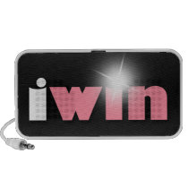 "I Win" Shining Pink Sleek Doodle Speaker speakers
