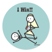 I Win Wedding Round Stickers by ScottInk I Win Wedding Round Stickers