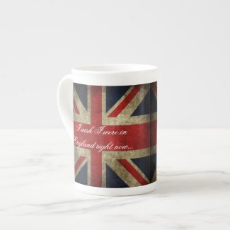 I wish I were in England Union Jack British Tea Porcelain Mugs