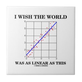 I Wish The World Was As Linear As This (Humor) Small Square Tile