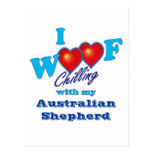 I Woof  Australian Shepherd Post Card
