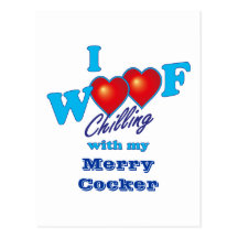I Woof Merry Cocker Postcards