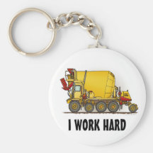 I Work Hard Cement Mixer Truck Key Chain