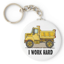 I Work Hard Little Dump Truck Key Chain