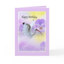 Ibis with Flowers Birthday Card