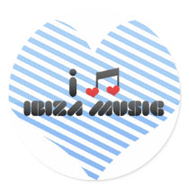 Ibiza Music fan Round Stickers