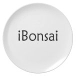 iBonsai black text bonsai design funny Party Plate