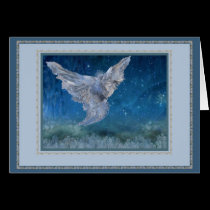Ice Angel greeting card, blue frame trim cards