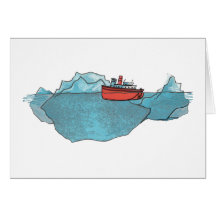 Ice Berg and Boat Greeting Cards