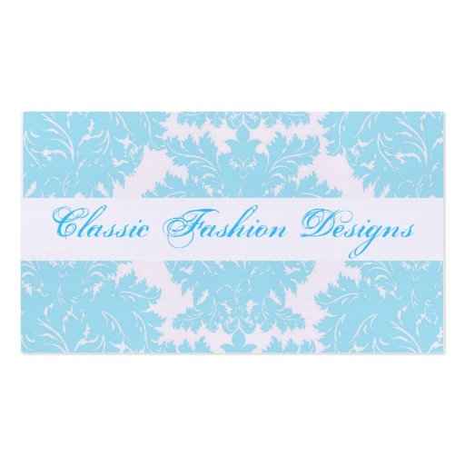 Ice Blue and Linen Damask Business Cards (back side)