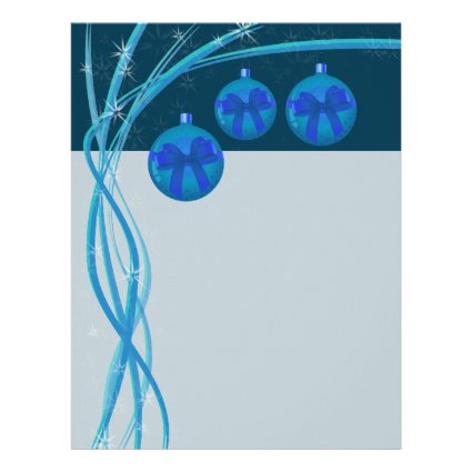 Ice Blue Christmas Baubles Personalized Letterhead