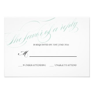 Ice Blue Flourish Script Wedding Response Card