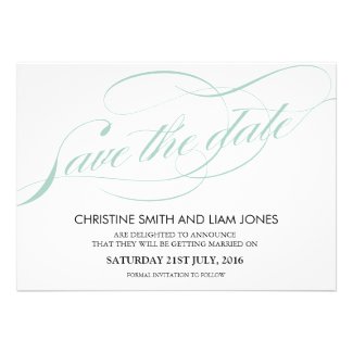 Ice Blue Flourish Swirl Save The Date Personalized Announcements