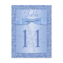 Ice Blue Glittery Snowflakes Table Number Card Post Cards