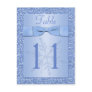 Ice Blue Glittery Snowflakes Table Number Card Post Cards