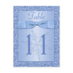 Ice Blue Glittery Snowflakes Table Number Card Post Cards