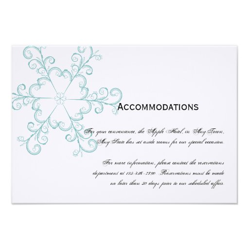 Ice Blue Heart Snowflake Wedding Insert Card Personalized Announcements
