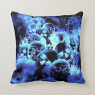 Ice Blue Skulls Throw Pillow