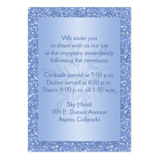 Ice Blue Snowflake Enclosure Card Business Card (back side)