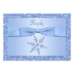 Ice Blue Snowflake Reply Card Invite