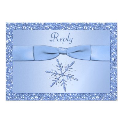 Ice Blue Snowflake Reply Card Invite