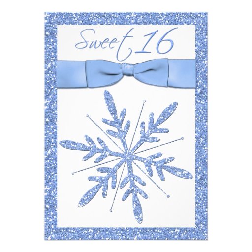 Ice Blue Snowflake Sweet 16 Invitation