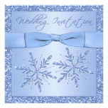 Ice Blue Snowflakes Square Wedding Invitation