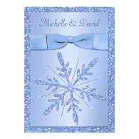 Ice Blue Snowflakes Wedding Invitation