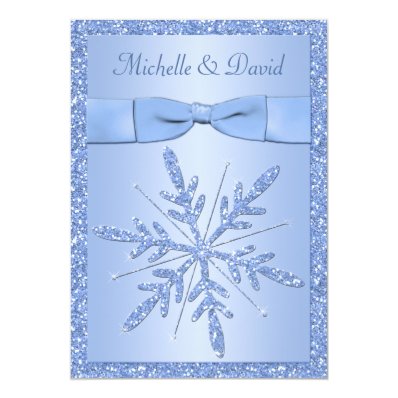 Ice Blue Snowflakes Wedding Invitation