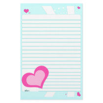 Ice Blue stationery with Hearts stationery