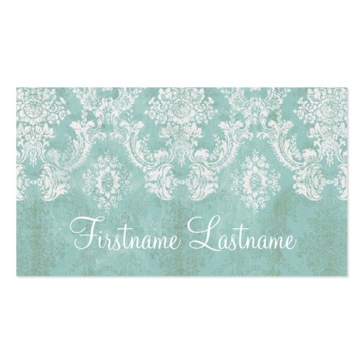 Ice Blue Vintage Damask Pattern Extra Line of Text (front side)
