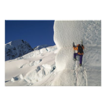 Ice climbing on the Tasman Glacier below Mount Photograph