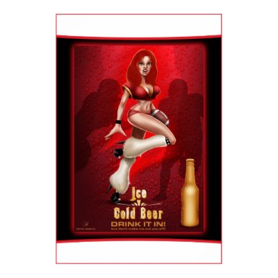 Ice Cold Beer Football Pinup Girl Poster by rio_madness