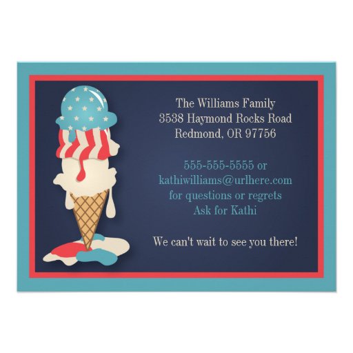 Ice Cream 4th of July Party Invitations