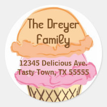 Ice Cream Address Label Round Stickers