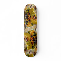 Ice cream and berries on sliced melon skateboards