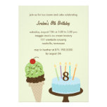 Ice Cream and Cake Birthday Invitation - Green invitations